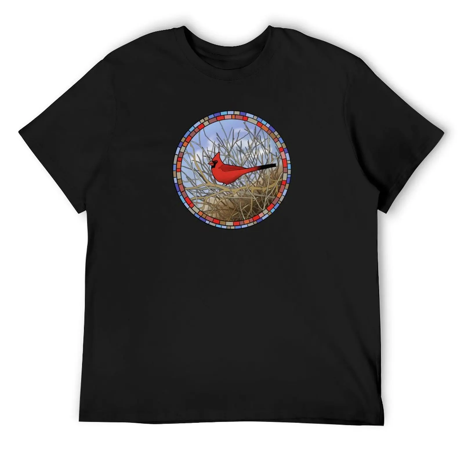 

Stained Glass Design with a Cardinal T-Shirt fashion shirts luxury designer football t shirt customs mens graphic t-shirts pack
