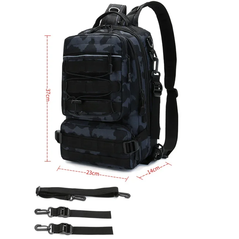 Angelrucksack Aufbewahrungstasche Herren Outdoor Schulter-Hängetasche für Angelköder und Ausrüstung mit Rutenhalter Camping Jagd – Detail 1