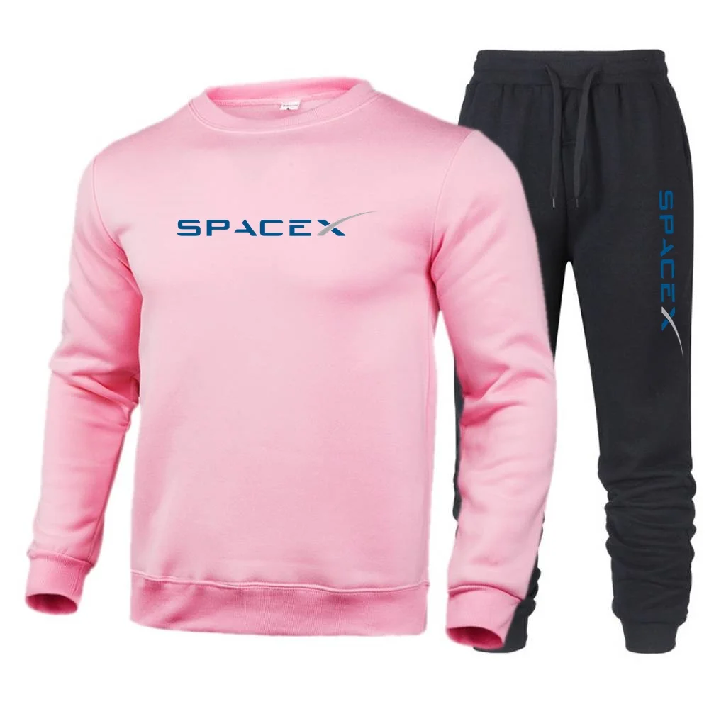 Men Sportswear+Pants Set Pullover Unisex Fleece Sweaters Trousers Outfits SpaceX Expedition ELON MUSK SPACE SCIENCE Tracksuits