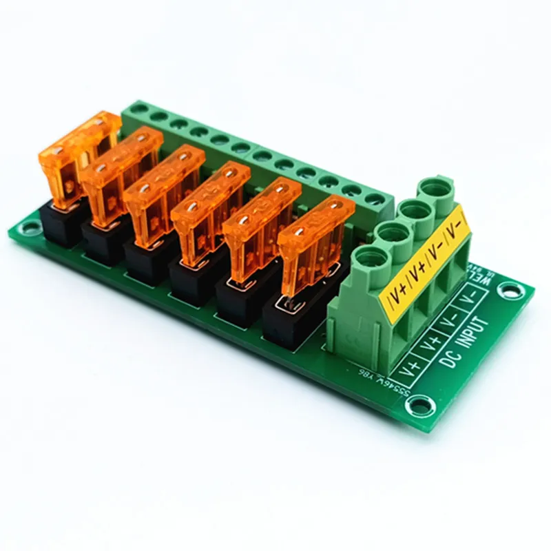 DC Power Fuse Distribution Strip Module Terminal Block 6 Position Expandable