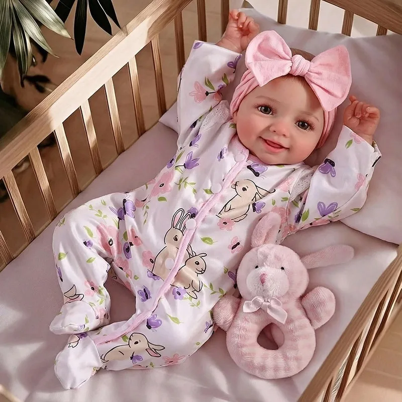 43cm リボーンドール 幼児 笑顔 人気 可愛い 女の子人形 布製ボディ 高品質 手作り人形 本物のような柔らかい感触