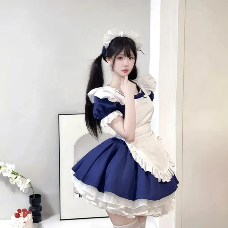 

Cute Lolita Cosplayer Blue Maid Dress Suit Sissy Cosplay Costume Dress Costumes Party Costumes S -5XL