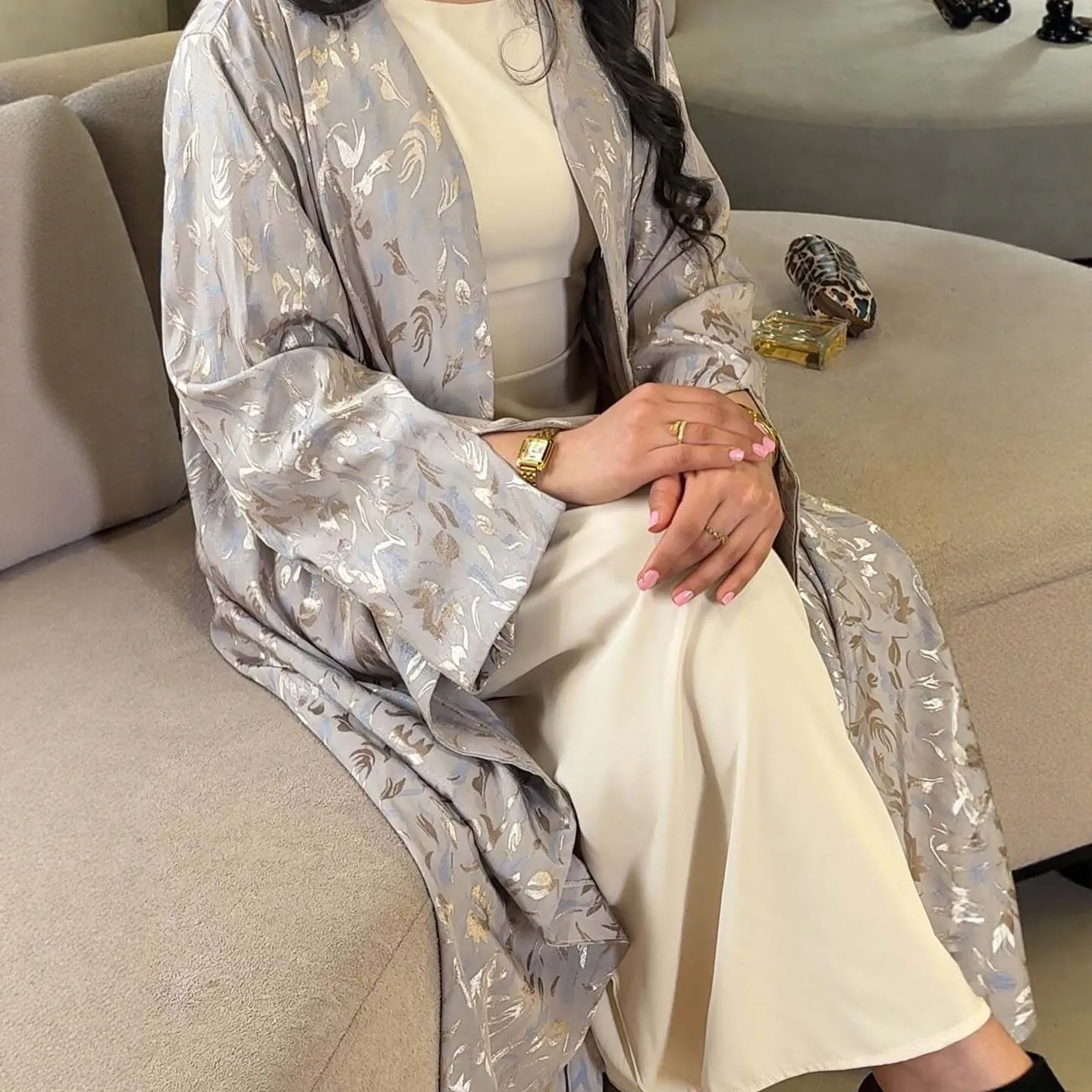 

Abaya Bronzing Dresses Women Eid Muslim Party Long Dress Cardigan Robe Ramadan Jalabiya Dubai Abayas Islam Vestidos Kaftan