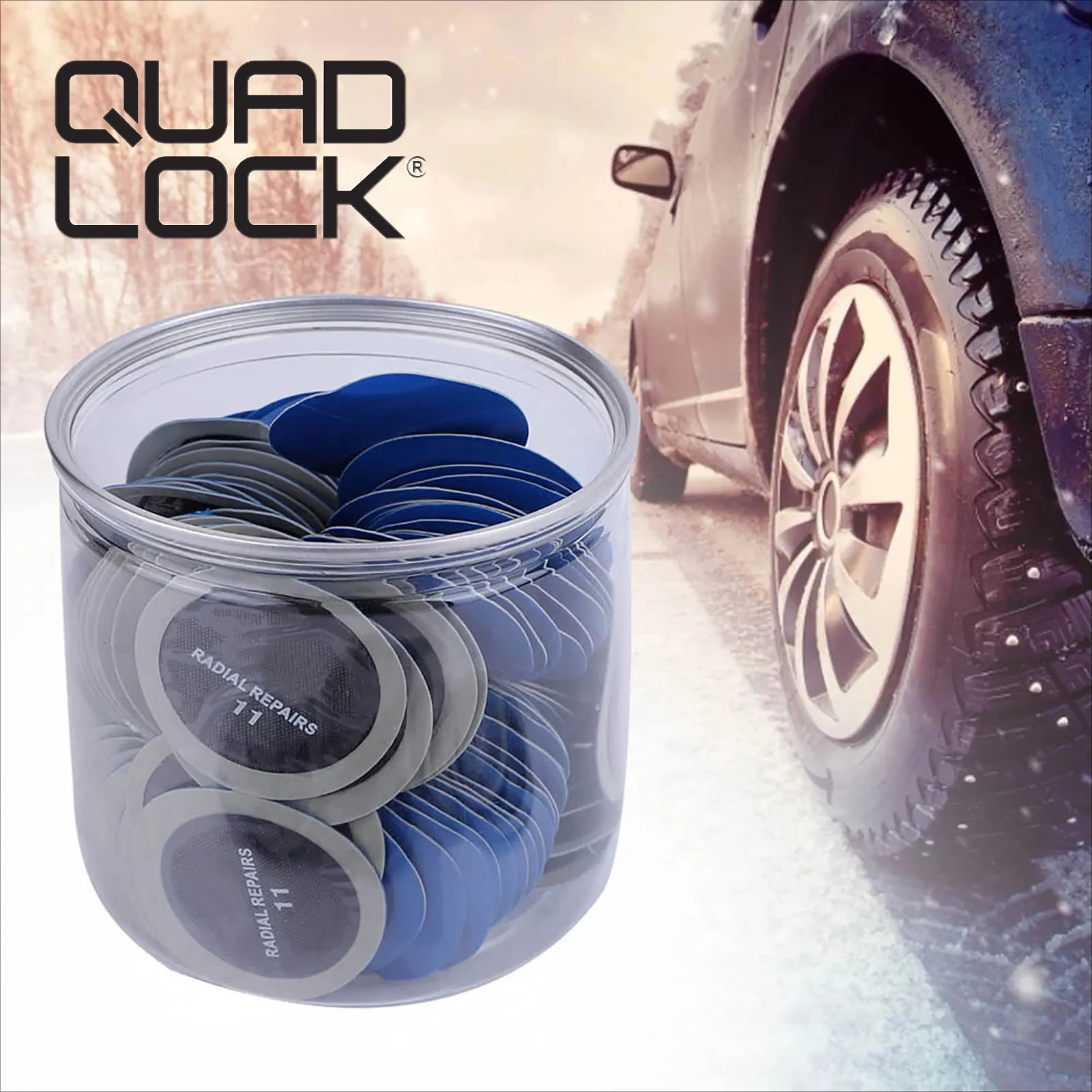 

QUAD LOCK 43mm Car Round Natural Rubber Tire Tyre Puncture Repair Tubeless Patches Tire Repair Patch Rubber Tire Repair