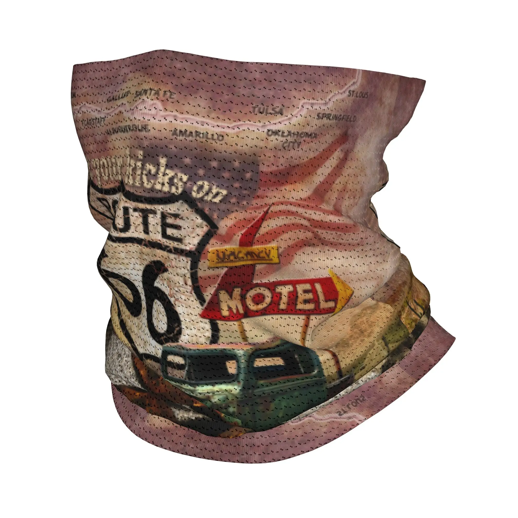 

Custom Get Your Kicks On Route 66 Winter Headband Neck Warmer Ski Running Tube Scarf USA Highways Road Sign Face Bandana Gaiter
