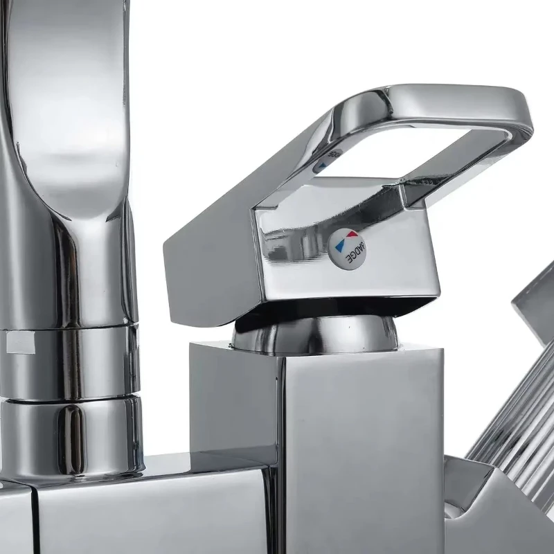 Black/Silver 360 Rotation Swivel Bathroom Sink Crane Kitchen Faucet Pull Out Bidet Spray Deck Mount Hot Cold Mixer Tap