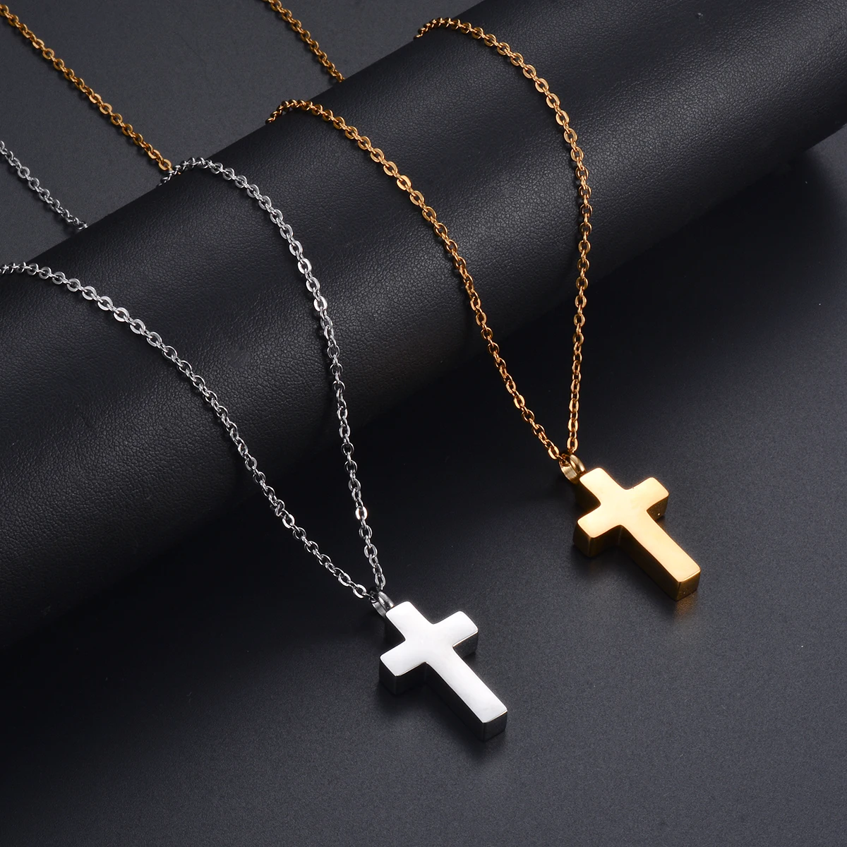 Stainless Steel Cremation Cross Keepsake Necklace for Ashes Gold Silver Tone Bar Pendant Memorial  Jewelry for Women/Men