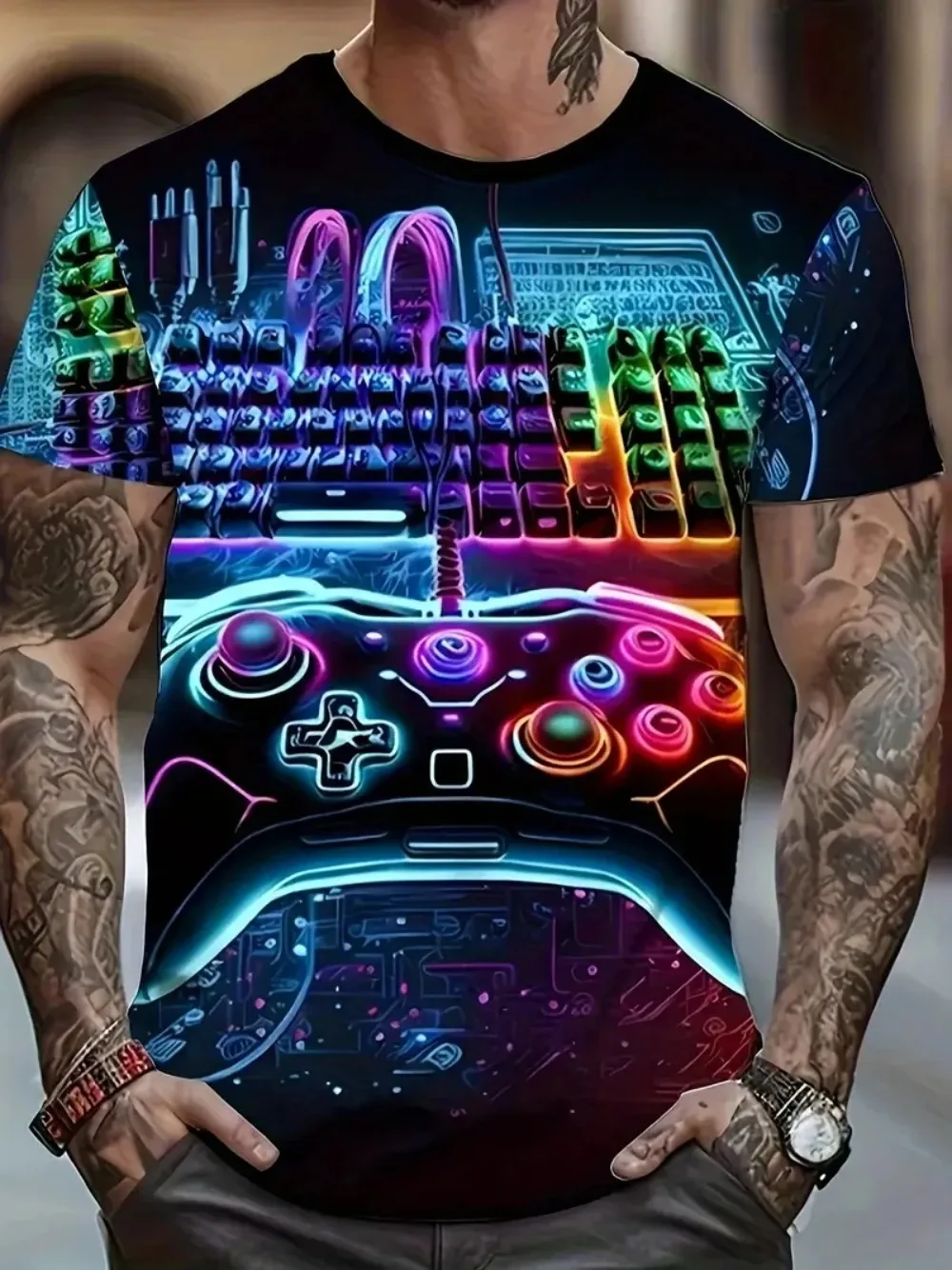 Men's 3D Printed Game Theme T-Shirt Quick-drying and Breathable. Casual and Trendy Round-neck Top for Both Men and Women Gamers.