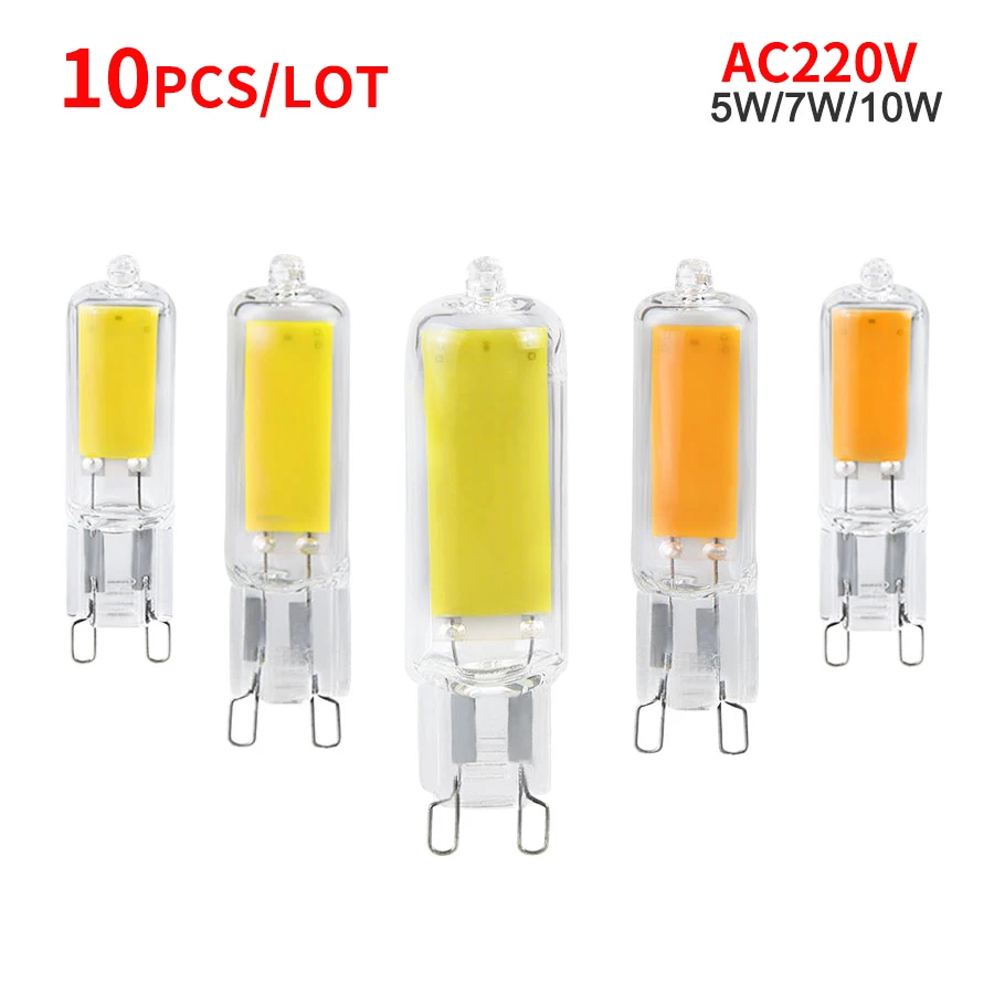 G9 LED Light Bulb 220V 5W 7W 10W COB LED Lamp Glass G9 Bulbs Replace Halogen Bulb LED Lights for Home Ceiling Lamp Chandeliers