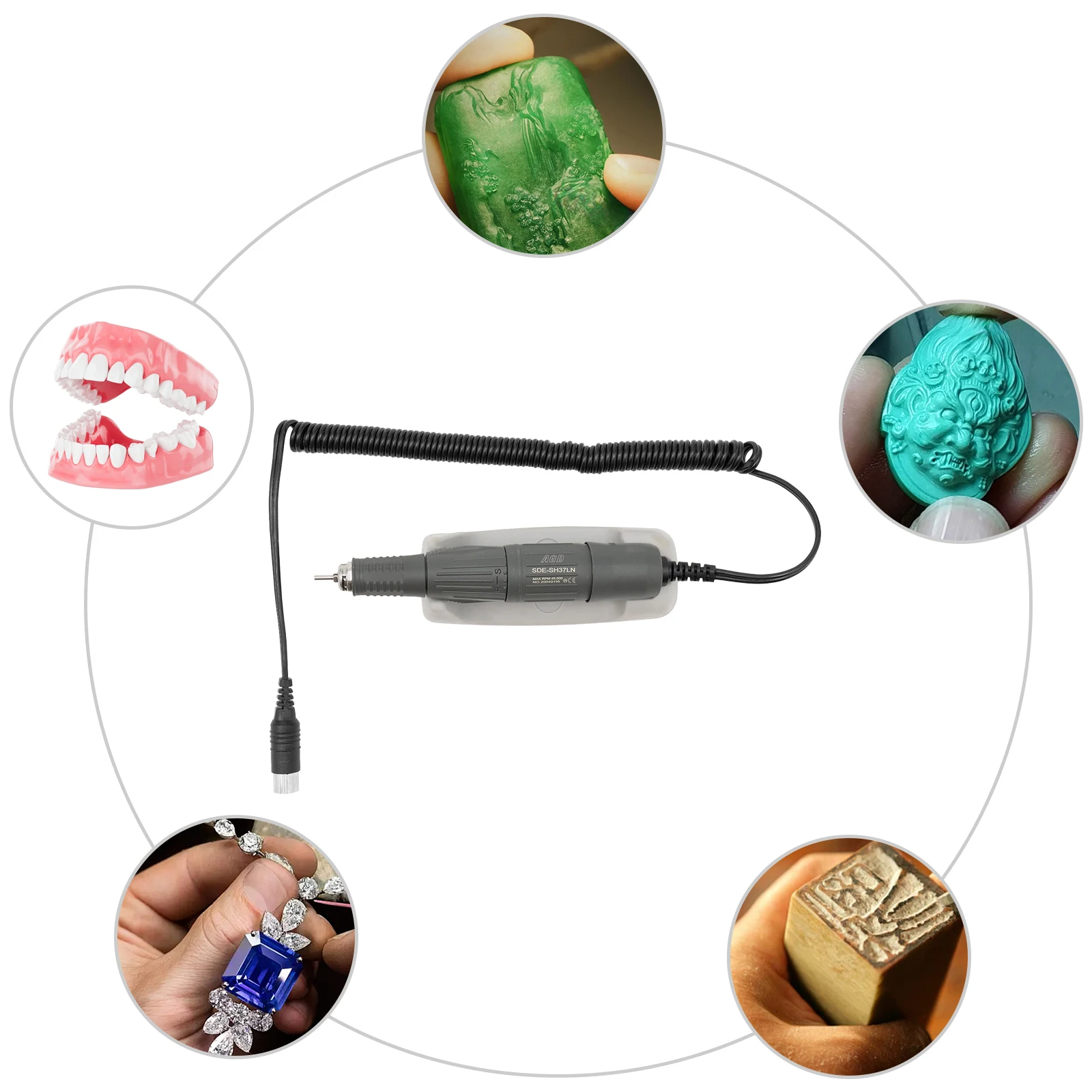 Rotary Handpiece Engraver 45000 RPM Precision Carving Pen, High-Speed Rotary Tool for Jewelry, Nail Art, Wood DIY Crafts