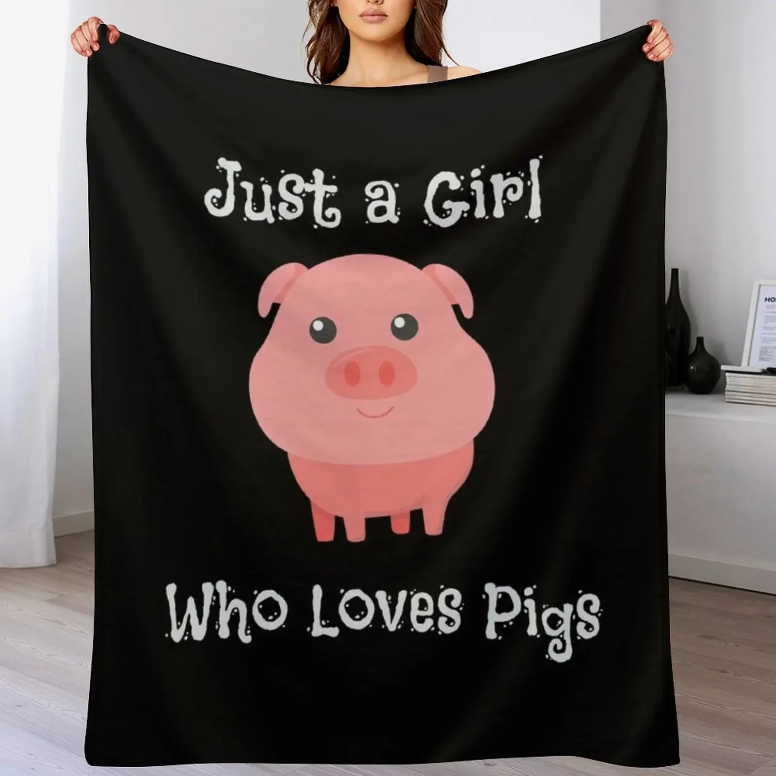 Just a Girl Who Loves Pigs Cute Baby Pig Piglet Throw Blanket Bed Weighted Thin Blankets