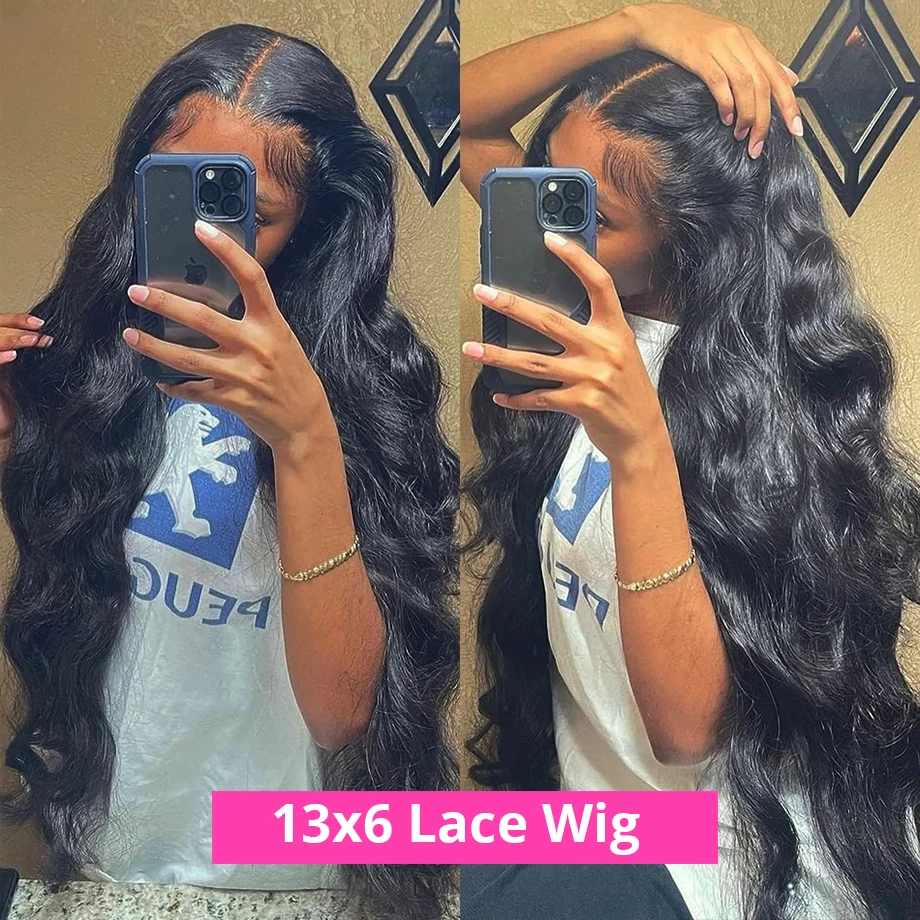 Perruque Lace Front Wig Body Wave Brésilienne Naturelle, Cheveux Humains, 13x6, 13x4, Pre-Plucked, 360 de Densité, 40 Pouces, pour Femme