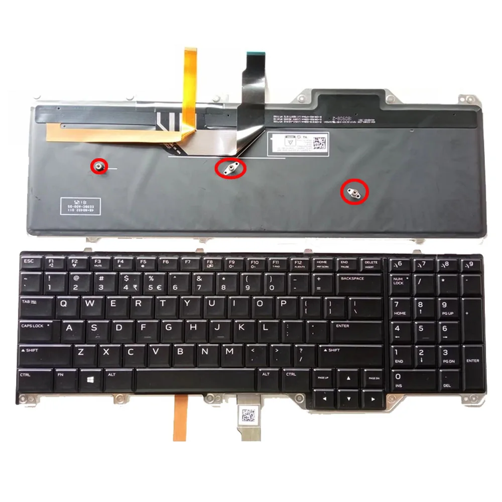 US Russian Backlit Keyboard For DELL Alienware 17 R4 P31E 0WN4Y PK131QB1A00 V155725AS1 NSK-EE0BC