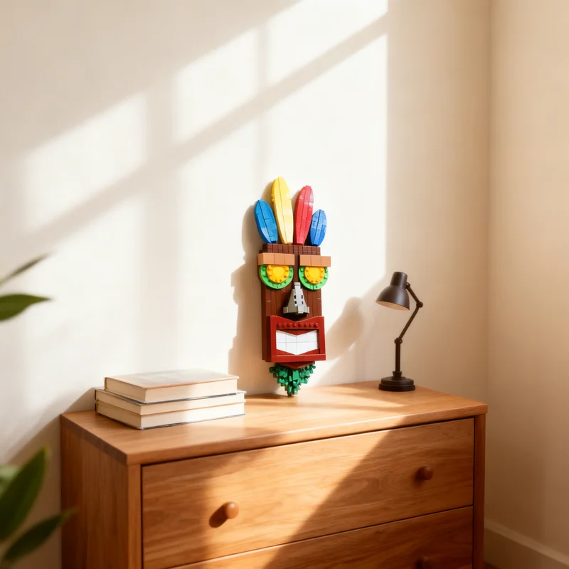 252pcs MOC Life-Size Aku-Aku Mask Model Toy Building Blocks Architecture Christmas Gifts Creative Birthday 3D Collection Art