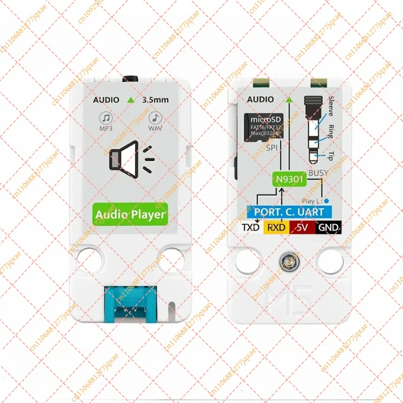 M5Stack Unit AudioPlayer MP3/WAV Module, N9301 UART Decoder with MicroSD & 3.5mm Stereo Jack for STEAM Education