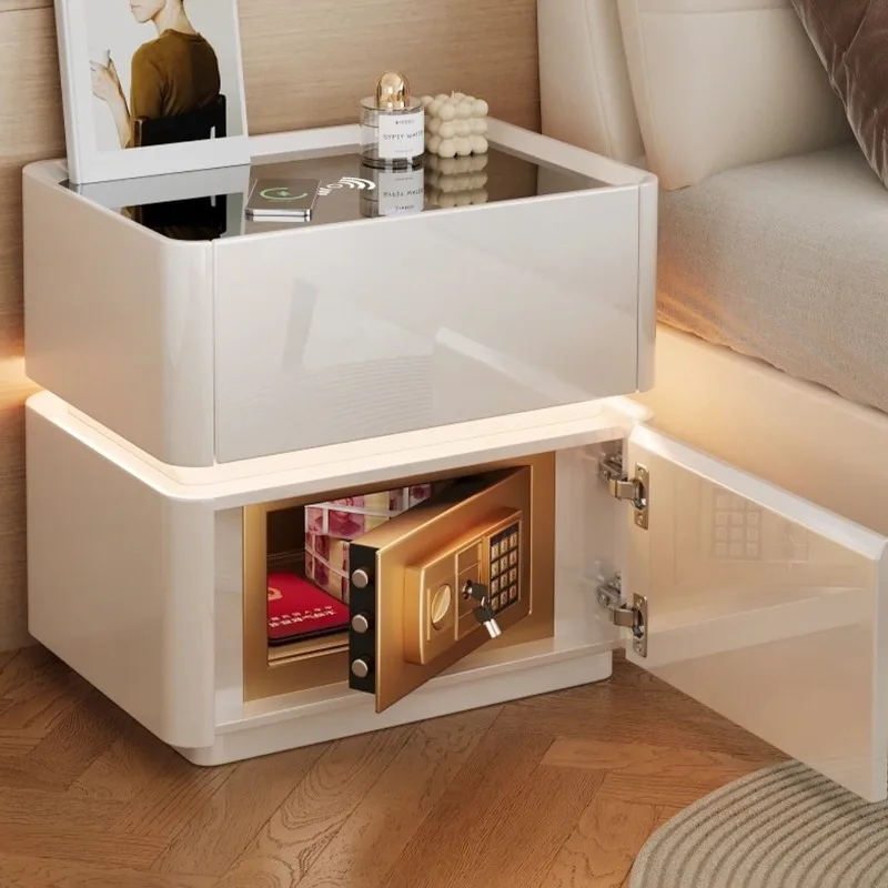 Drawer Cool Bed Side Table Bedroom Luxury Glossy Smart Bed Side Table Narrow Secret Mesa De Noche Dormitorio Choice Furniture