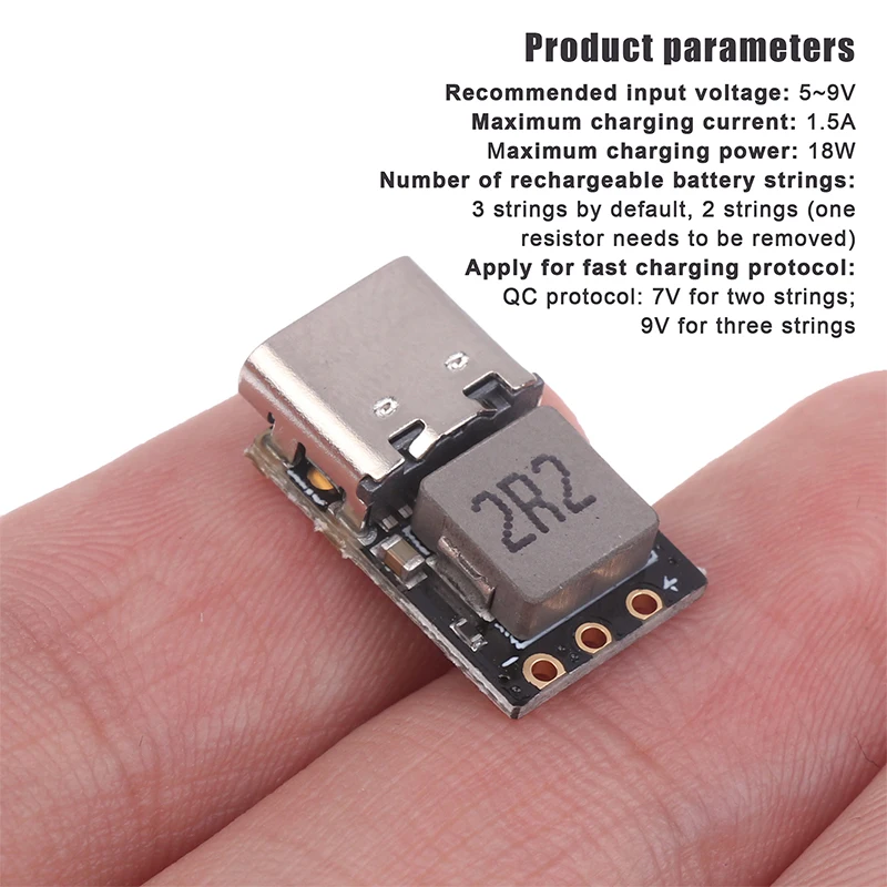 Type-C 2S/3S Lithium Battery Module, 4.5-9.5V Boost Converter for 18650, Charge/Discharge Board