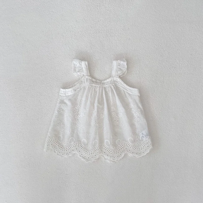 Summer Baby Girl Clothing Set 0-3Years Newborn Kids Sleeveless Lace Tank Tops+Flower Bloomers Shorts 2PCS Outfits Infant Clothes