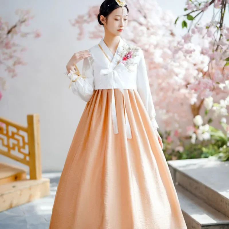 한복 한국 여성 전통 원피스, 빈티지 페스티벌 레트로 민속춤 한복, 한국 스타일 코스튬 사진 의상, 2023 신상