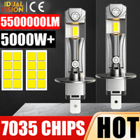 Dualvision LED H1 Car Headlights 5500W 6000K 16PCS 7035 CSP Turbo Auto Light 1:1 Fanless Mini 12V +800% Brightness DRL Fog Lamps