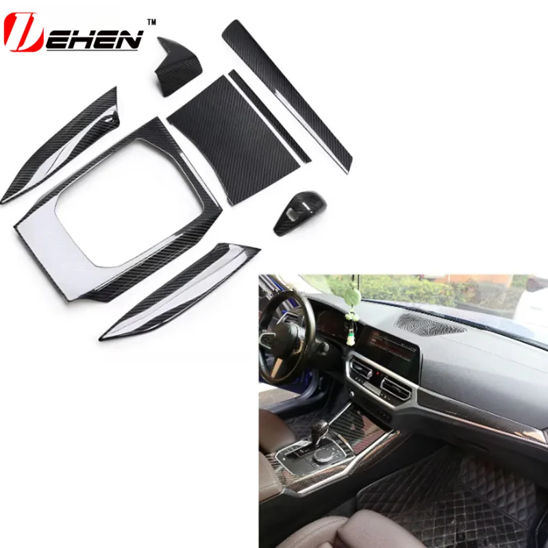 

For BMW 3 4 Series G20 LCI G26 G22 i3 i4 G80 G82 20-25 Facelift Car Center Console Dashboard Side Gear Panel Carbon Fiber LHD