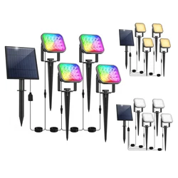 Luz LED Solar para decoración de jardín al aire libre, foco de paisaje brillante IP65, impermeable, 4 en 1, 3000K/6000K/RGB