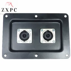 One Black Metal Speaker Jack Plate -2 Genuine Neutrik SpeakOn NL8MPRXX Connector