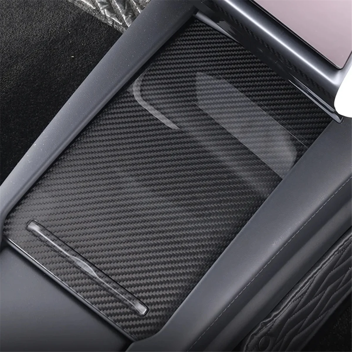 JAS-Koolstofvezel Auto Middenconsole Opbergdoos Panel Cover Trim voor Tesla Model S X Interieuraccessoires Mat