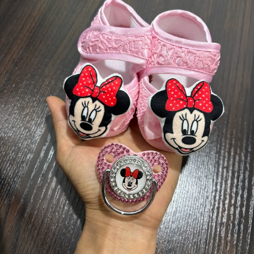 

Premium Newborn Pacifier & Baby Shoes Kit Realistic Nipple BPA Free Soother With Dust Cover Adorable Soft Sole Shoes For Infant