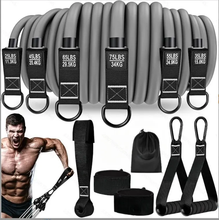 

Fitness Durable Heavy Exercise 300 Lbs Resistance Tube Band Kit with Handles for Workout 1