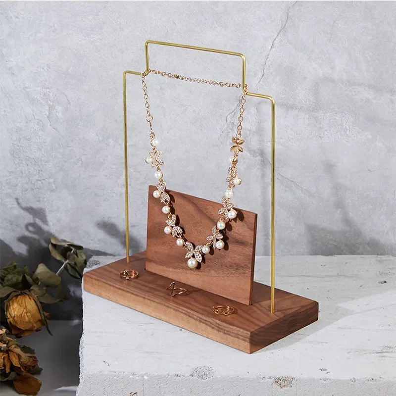 Simple walnut jewelry rack, necklace rack, stud earrings, earrings, ring display rack, shooting props, jewelry storage