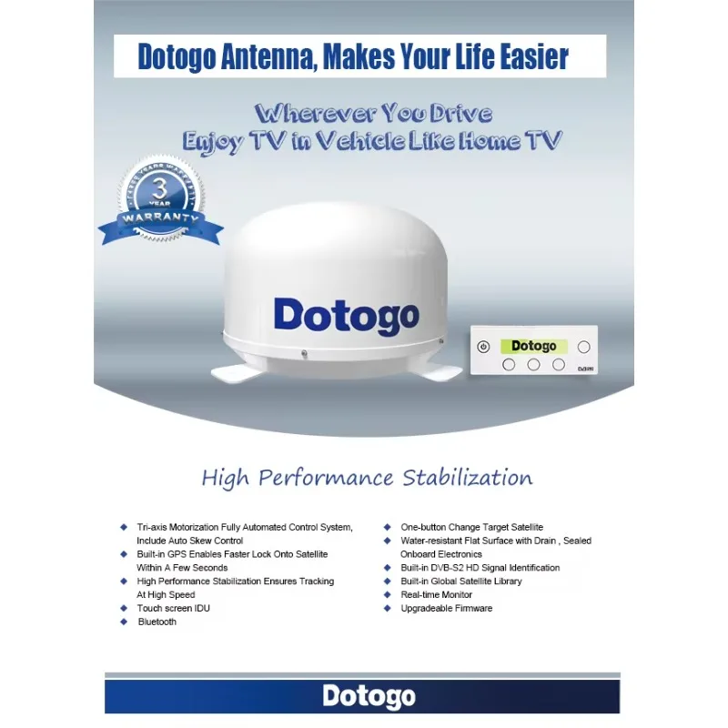 Best Automatic Portable Satellite TV Antenna For Boat/Caravan Supplied By Dotogo