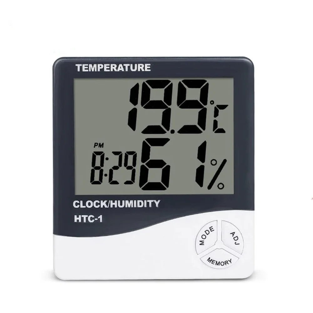 Digital Thermometer Hygrometer Electronic LCD Temperature Humidity Meter Weather Station Indoor Outdoor Clock HTC-2 HTC-1