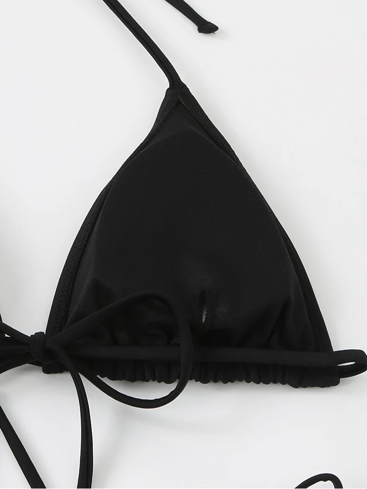 2025 New Beach Cover Up Three-piece Bikini Sexy Woman Halter Bandage Swimsuit Backless Swimwear Tight Push Up Beach Bathing Suit