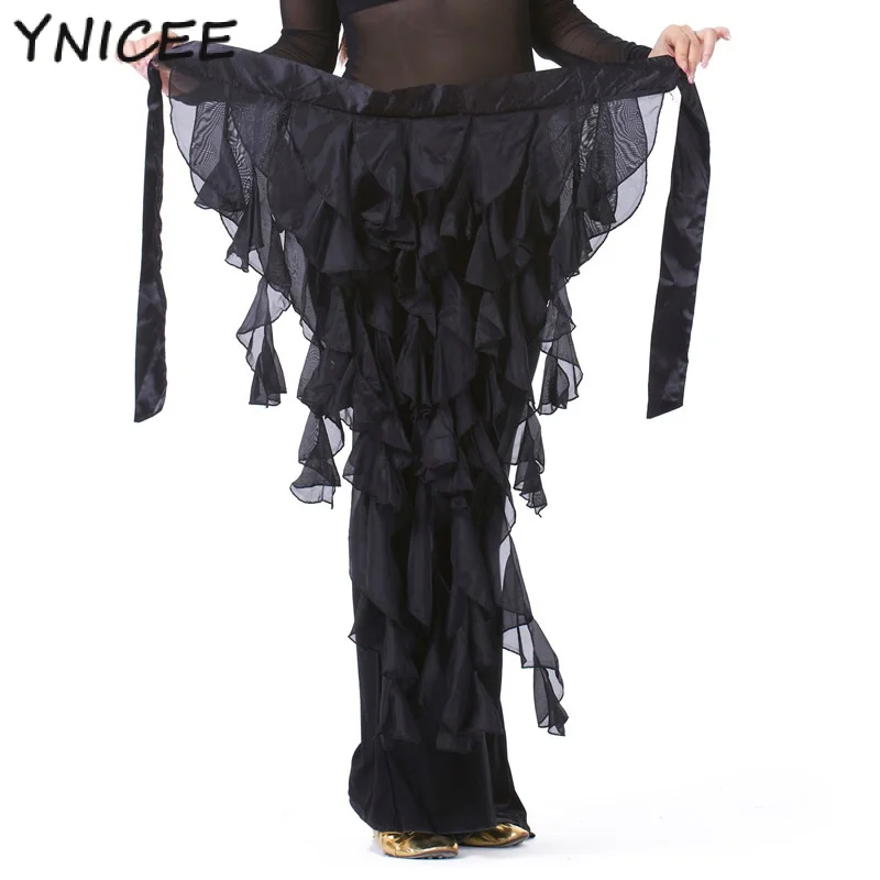 Mesh Belly Dance Hip Scarf Fox Waving Cut Triangle Skirt with Tassel Belt for Women Practice Dancewear Waist Chain Suit Costume