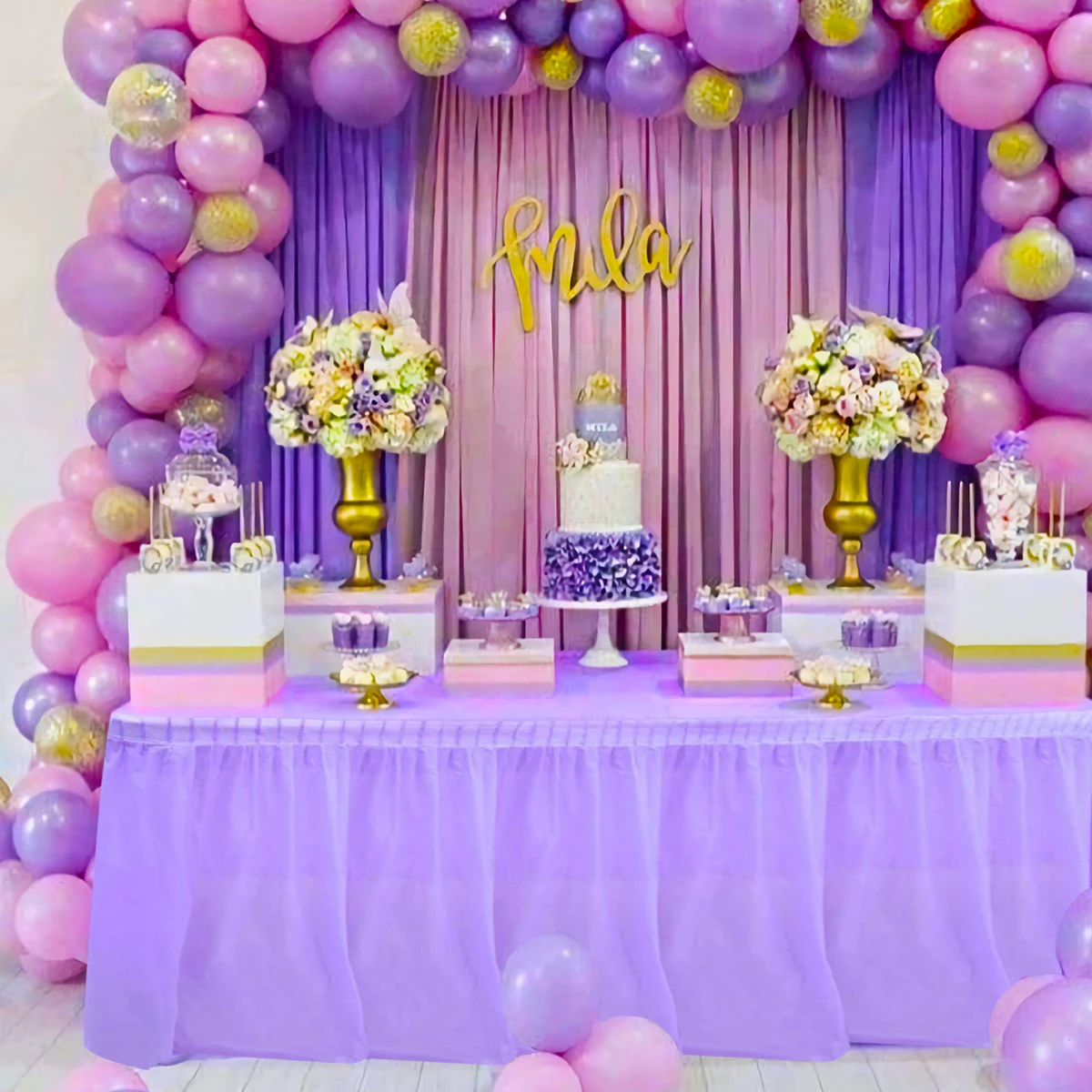 2pcs Disposable Table Skirt PEVA Waterproof Oil-proof Birthday Baby Shower Party TableSkirt Wedding Outdoor Table Decorations