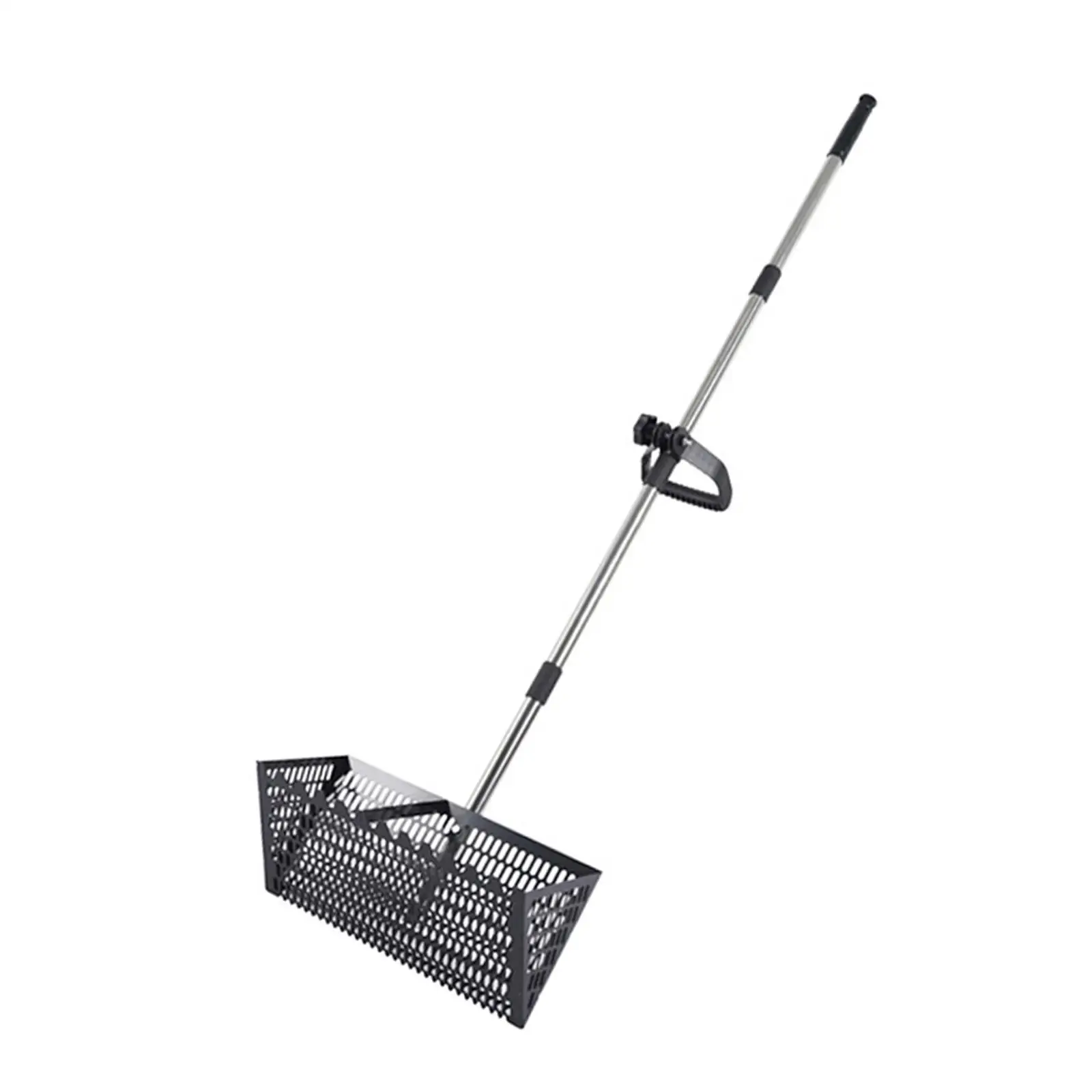 Cat Litter Sifter with Long Telescopic Handle Wide Basket Metal Scoop for Sand Beach and Litter Box