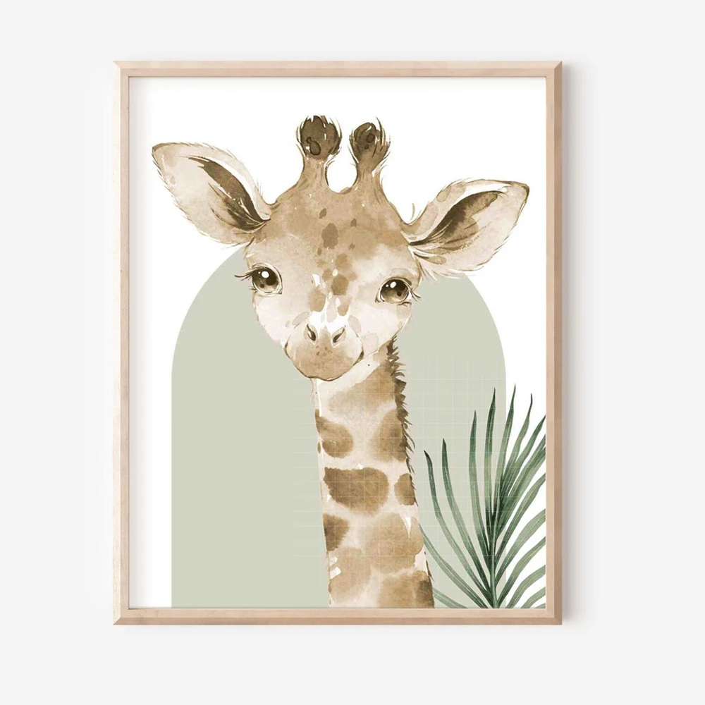 3pcs Giraffe Elephant Leopard Safari Park Wall Art Prints Canvas Painting Poster Picture For Living Room Home Decor