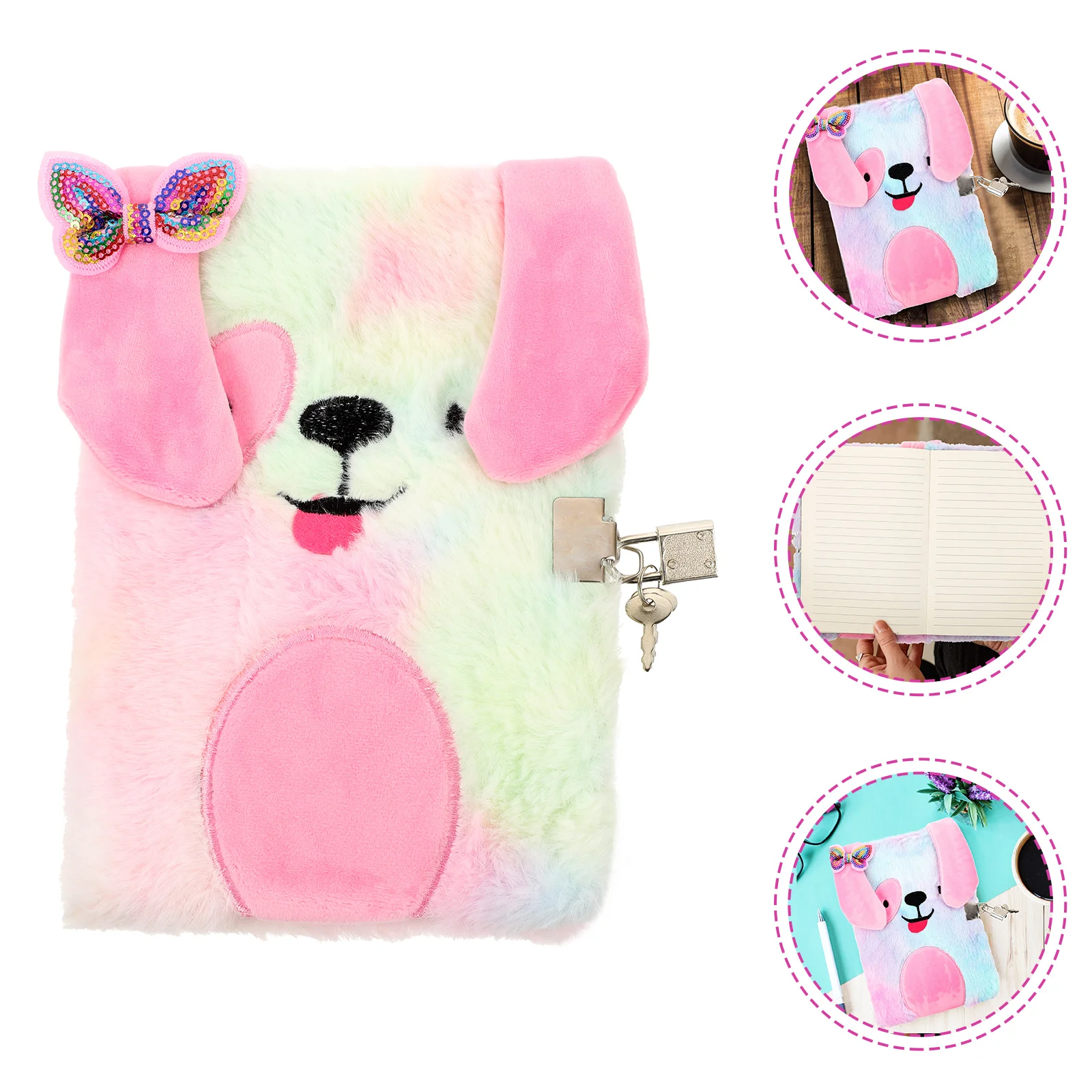 

Notebook Refillable A4 for Girls Plush Journal Diary with Lock Lockable Kids Journals Notebooks