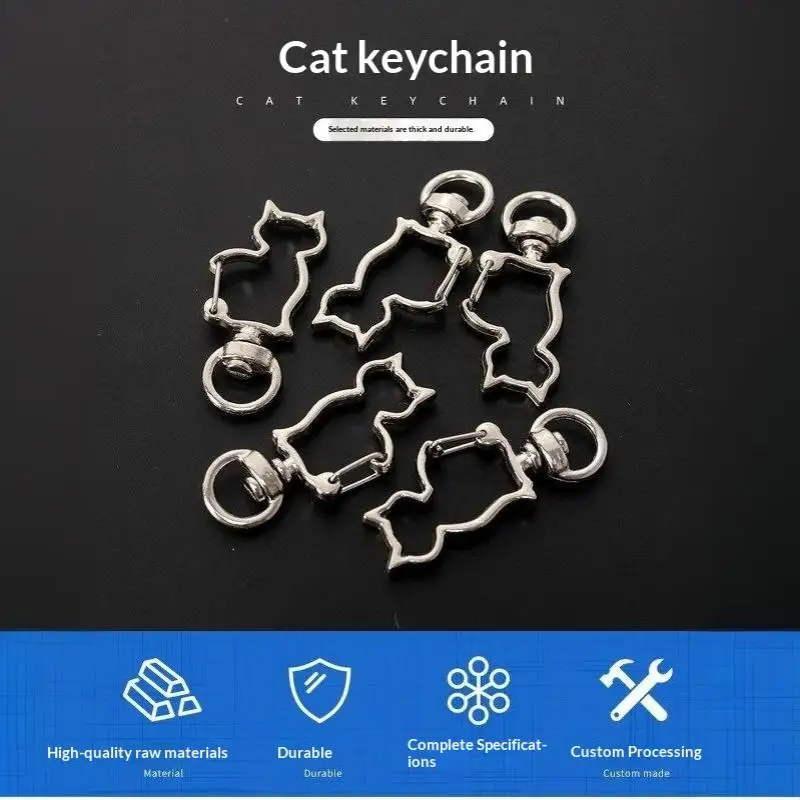 10 Stück Legierungs-Katzen-Karabinerverschluss für Schlüsselanhänger, vergoldet und versilbert, Katzen-Verbindungsring, Anhänger, Metall-Schlüsselring-Verbinder – Detail 7