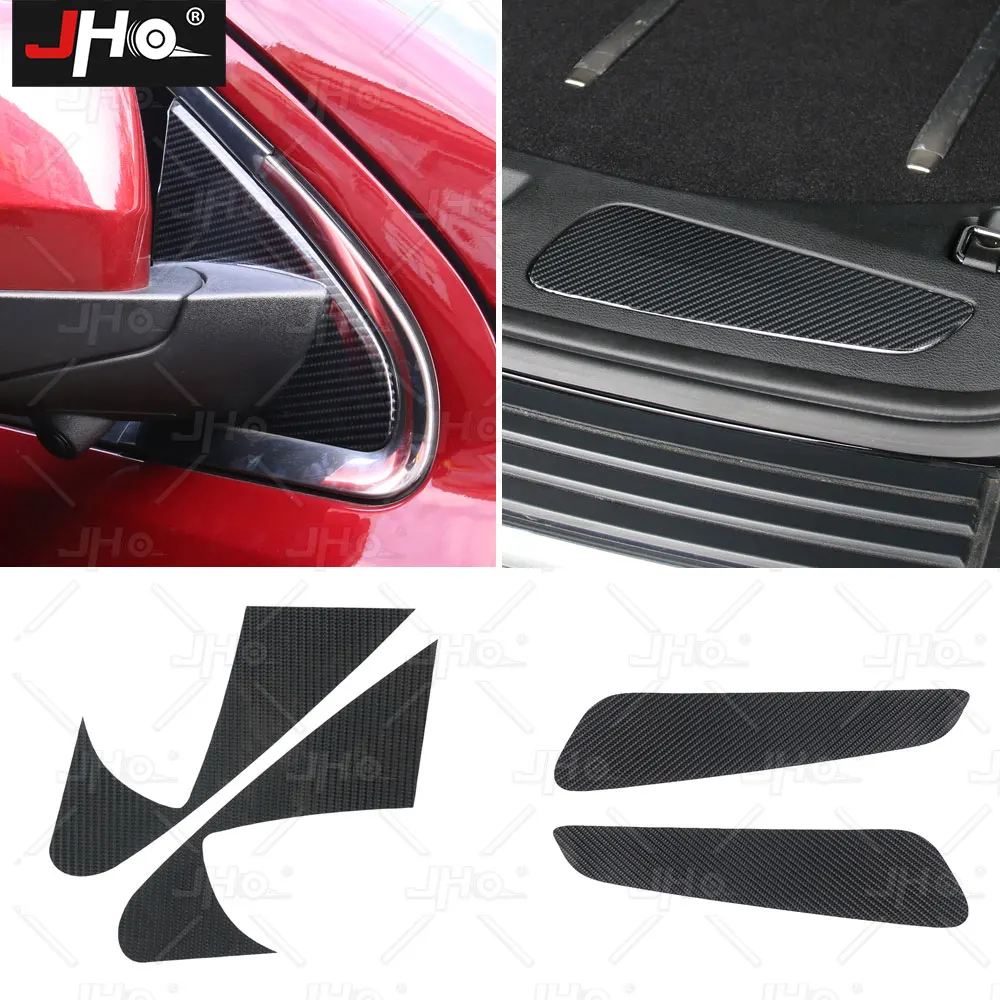 

JHO Carbon Grain Sticker for Rear Bumper Protector&Front Side View Mirror Corner Triangle Cover For Grand Cherokee 2014-2021