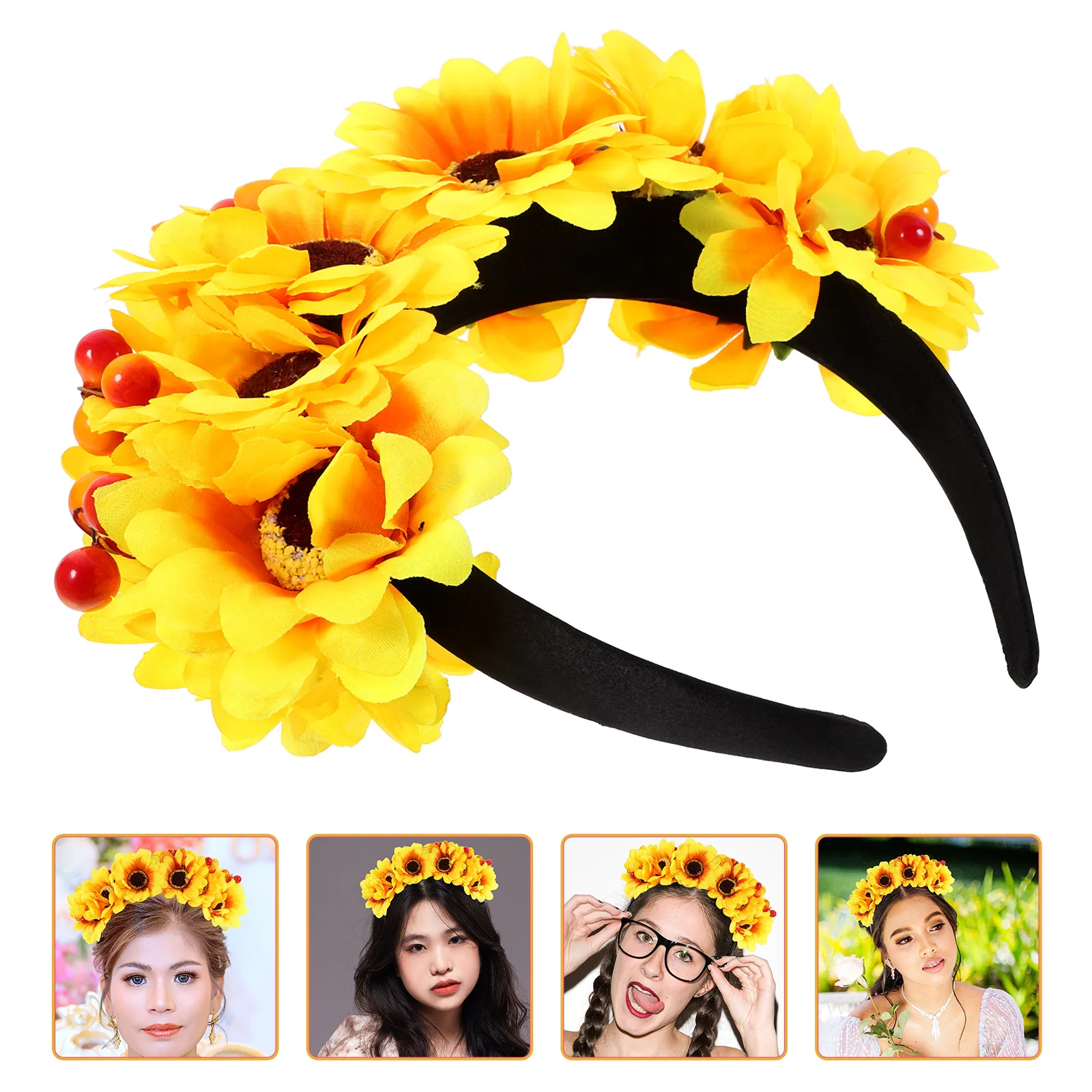 

Romantic Floral Flower Headband Delicate Hoop for Wedding Prom Party Cosplay Decorative Flower Headpiece Hair