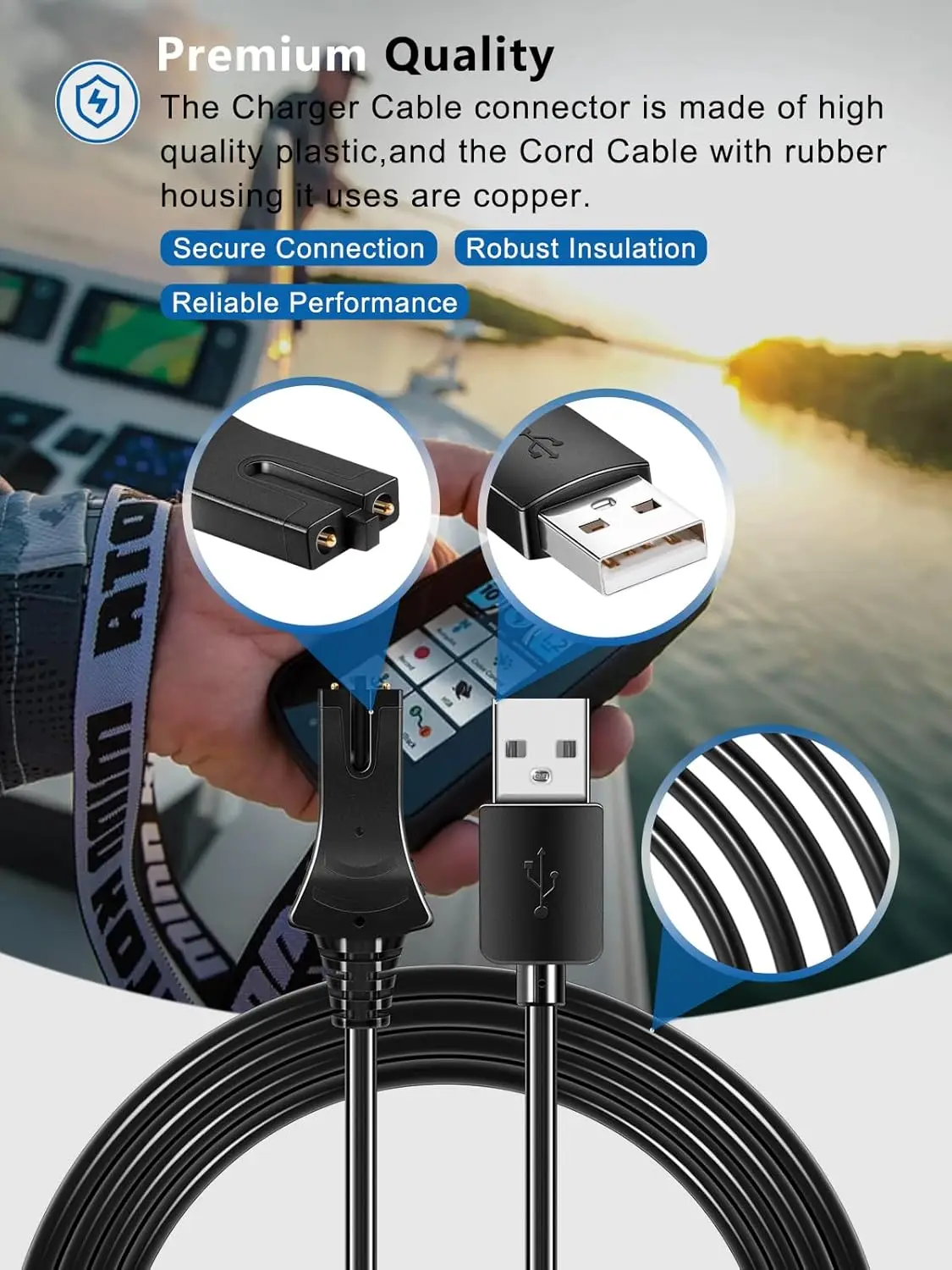 Minn Kota 1866460 i-Pilot Link Charging Cable for i-Pilot Link All Rechargeable Trolling Motors Remotes Bluetooth & Legacy 2 PCS