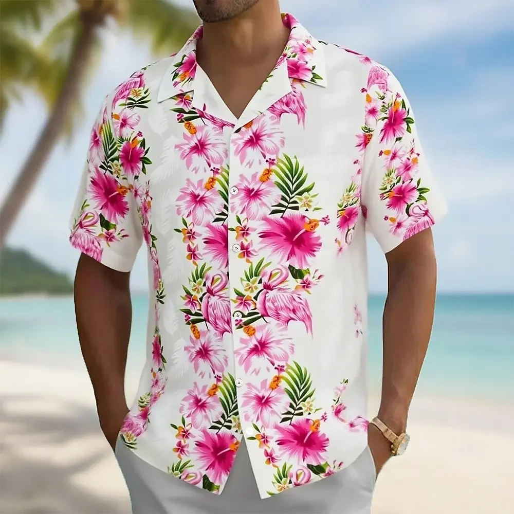 

Летняя гавайская пляжная мужская рубашка с 3D-принтом, повседневная одежда, оверсайз, короткий рукав, модные топы для мужчин, уличный стиль