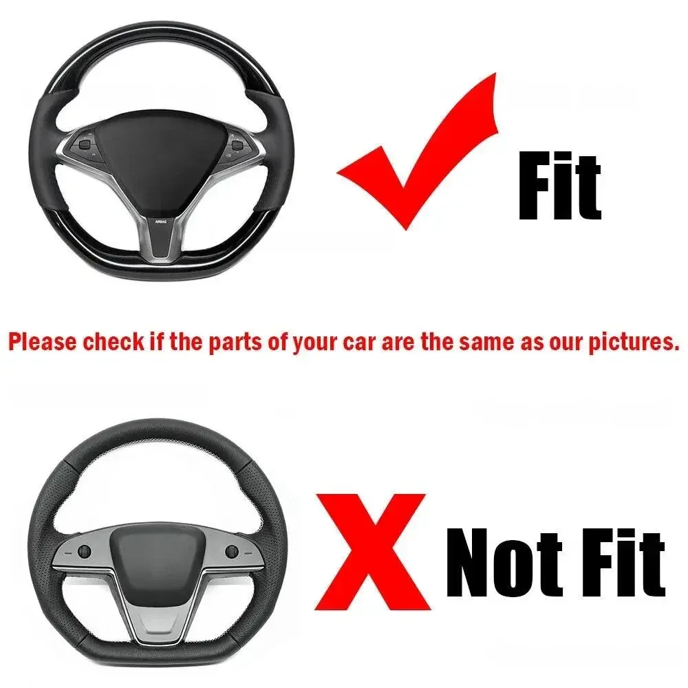 For Tesla Model X and Model S 2016 2017 2018 2019 2020 2021 ABS Carbon Fiber Inner Car Steering Wheel Cover Trim Frame Decor