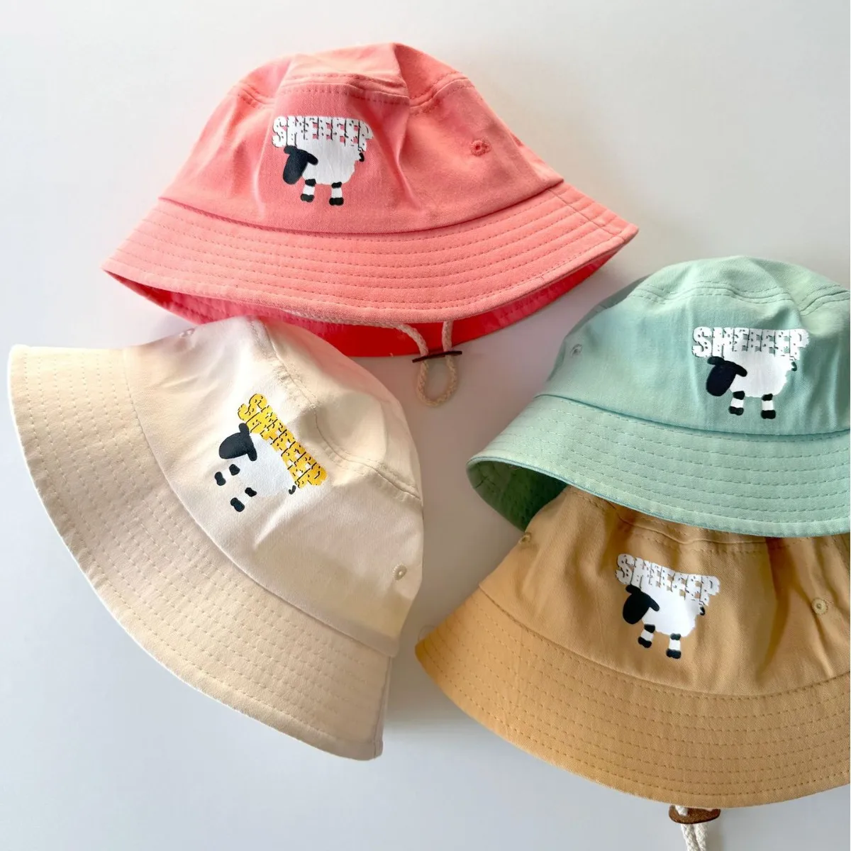 

Cartoon Children Fisherman Hat Solid Color Kids Bucket Cap Cotton Fashion Baby Sunshade Basin Caps 1-5Year Kindergarten Visors