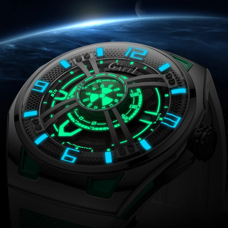

Bonest Gatti Tourbillon New Arrival Sapphire Men's Watches Mechanical Waterproof Fluorine Rubber