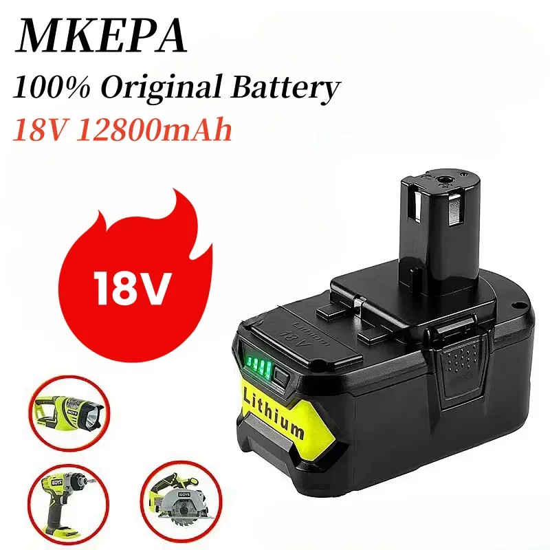 MKEPA 18V battery 12800mAh Li-On rechargeable lpega For Ryobi Hot P108 RB18L40 Rechargeable Battery Pack Power Tool Battery