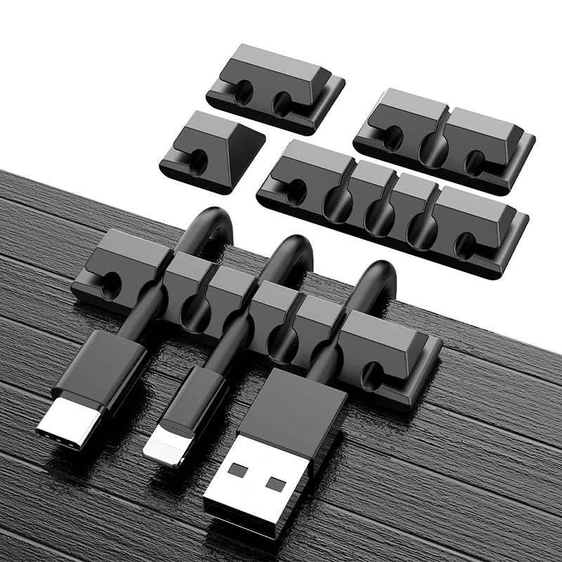 Cable Holder Cord Organizer Silicone Cable Management USB Winder Desktop Tidy Cable Clips For Mouse Headphone Wire Organizer