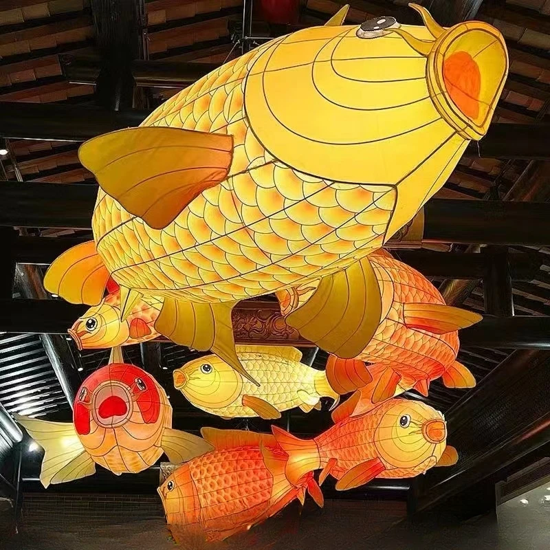 Outdoor waterproof new one meter goldfish hanging lantern glowing color shopping mall, park, street, restaurant decoration